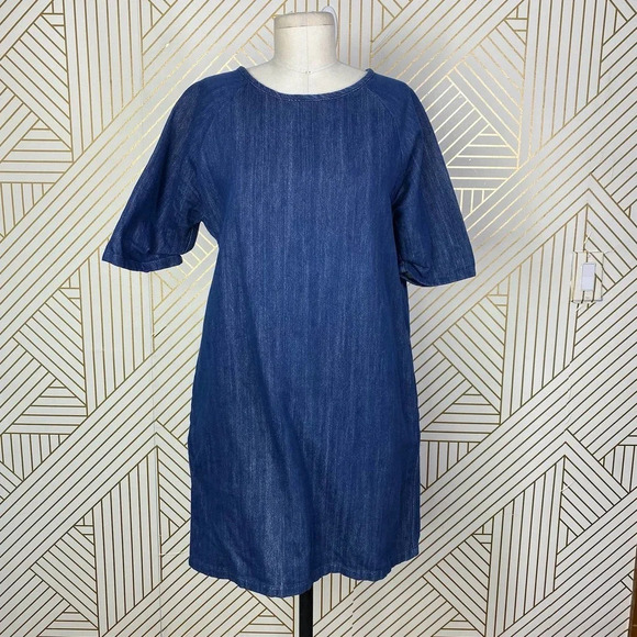 Giada Forte Forte Denim Shift Dress Short Sleeve Exposed Zip Size 0 /‎ XS - Picture 1 of 11